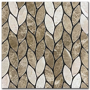 Мрамор мозайка Емперадор и Беж микс Лист 29х31 см шлайфан