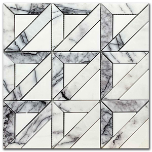 Мрамор мозайка Лейлак и Доломит Мона 30,5х30,5 см полиран и шлайфан