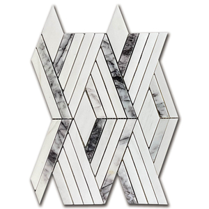 Мрамор мозайка Доломит и Лейлак Стик Даймънд 27х30,5 см полиран